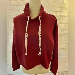 Feathers Burgandy Cropped Hoodie Women’s Large